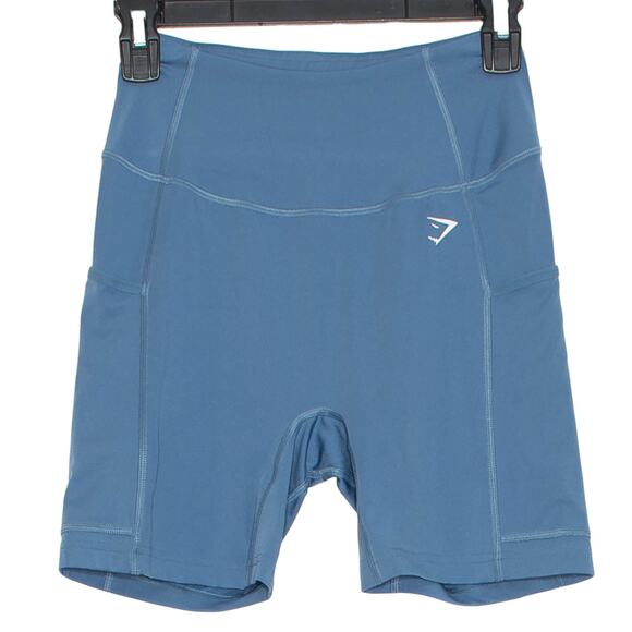 Gymshark Shorts Athleisure Compression Activewear Minimalist Yoga Blue Small - Picture 1 of 4